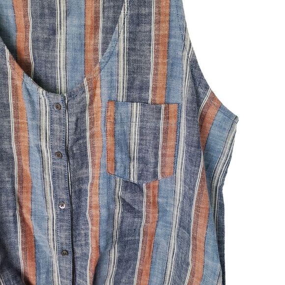 AG Cynthia Striped Tie Front Top Size Large - Picture 4 of 9